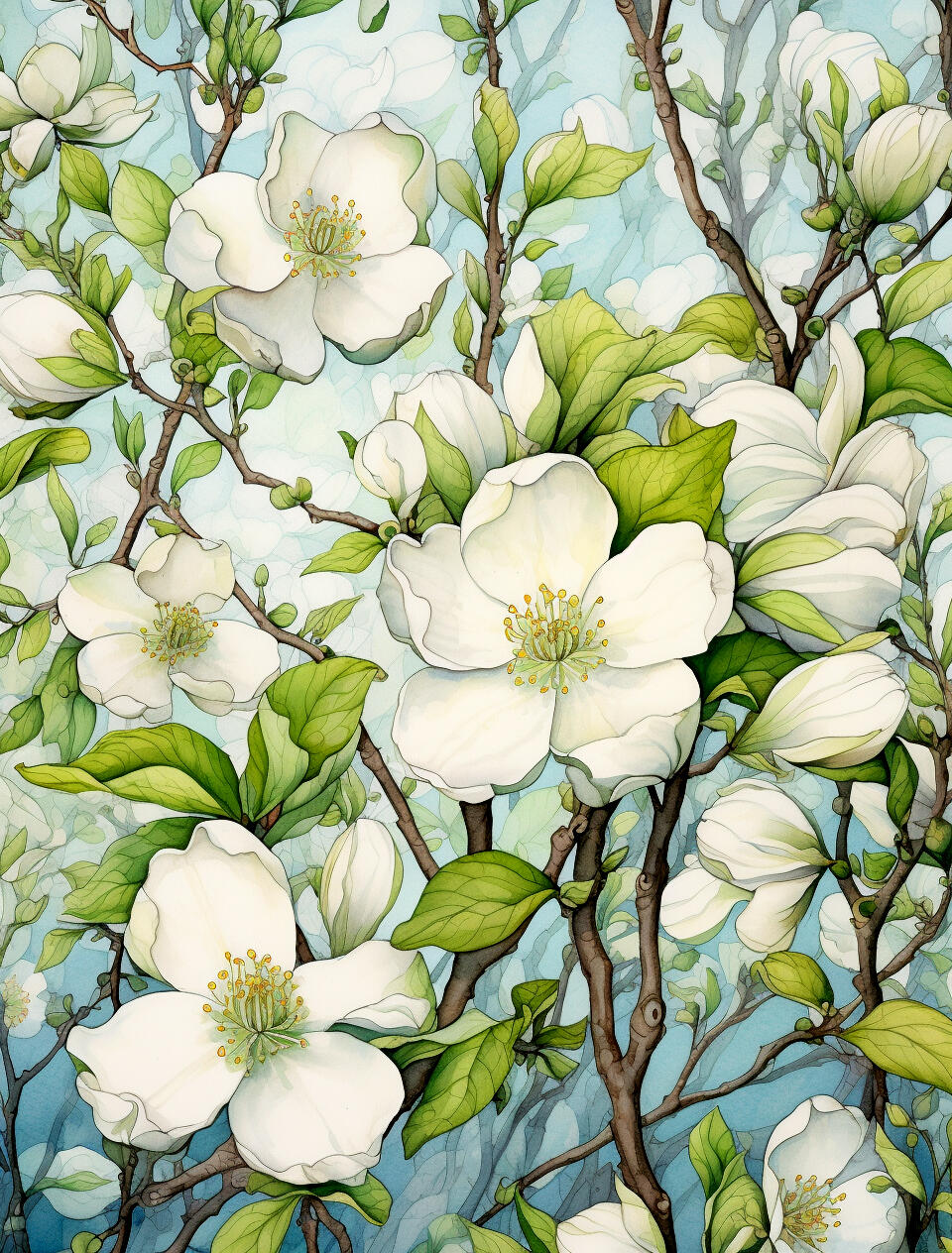 花卉插画丨太平花